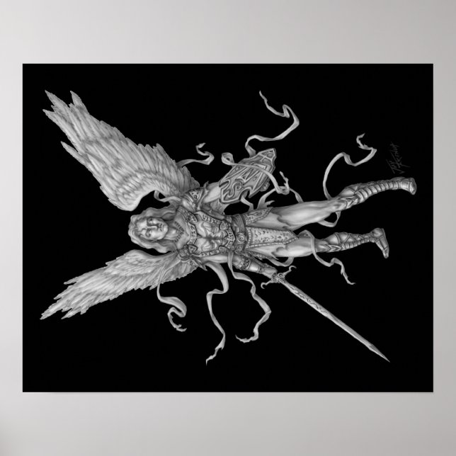 Póster Archangel Michael - fondo negro (Frente)