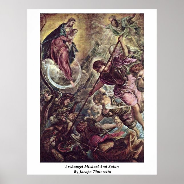 Póster Archangel Michael Y Satan De Jacopo Tintoretto (Frente)