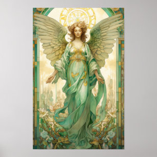 Póster Archangel Raphael en colores pastel - Art Nouveau