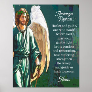 Póster Archangel Raphael Healing Prayer Wall Art Print