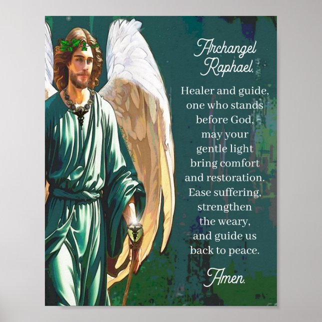Póster Archangel Raphael Healing Prayer Wall Art Print (Frente)