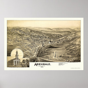 Póster Archbald, PA Panoramic Map - 1892