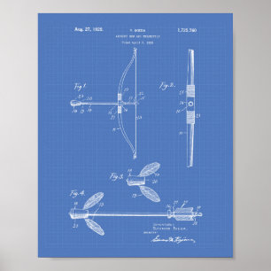 Póster Archery Bow 1929 Patent Art Blueprint