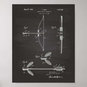 Póster Archery Bow 1929 Patent Art Chalkboard