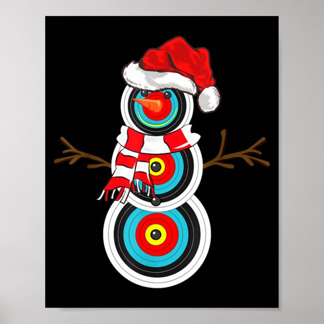 Póster Archery Xmas Gift Santa Hat Snowman Archery Christ (Frente)