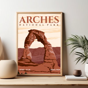Póster Arches National Park Utah Vintage Desert Landscape