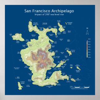 Póster Archipiélago de San Francisco, aumento del nivel d