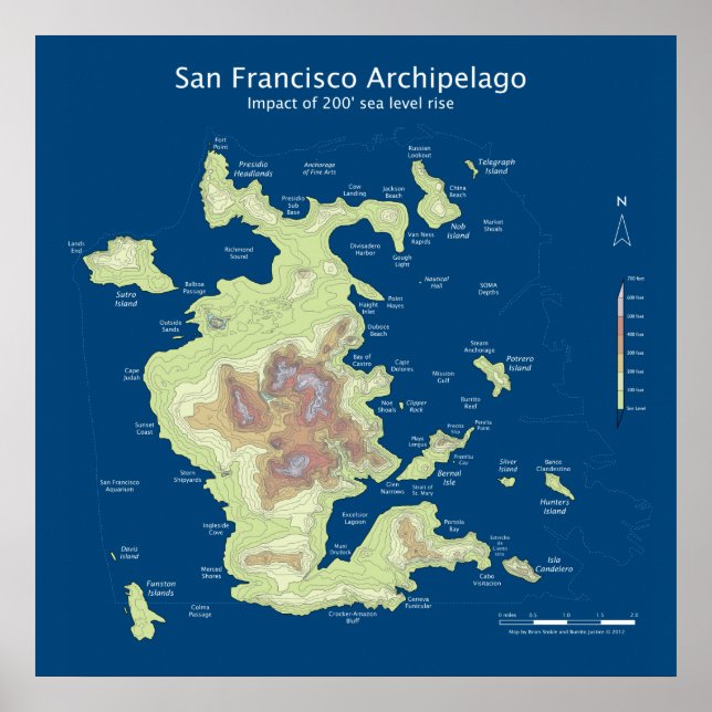 Póster Archipiélago de San Francisco, aumento del nivel d (Frente)