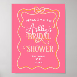 Póster Arco audaz ondulado rosa naranja Baby Shower nupci