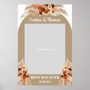 Póster Arco boho de terracota para fotos de boda con pamp
