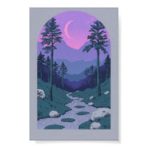 Arco Boho Noche Luna Colina Paisaje Mínimo