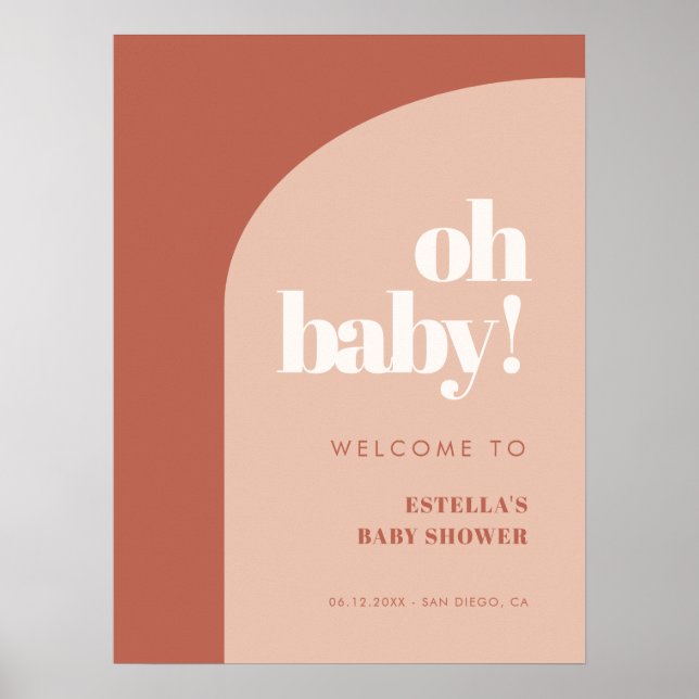Póster Arco de barca de durazno de moda Oh Bienvenida beb (Frente)