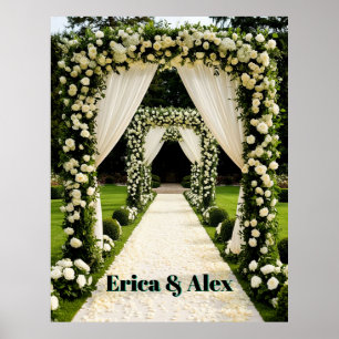 Póster Arco de boda elegante para ceremonia de jardín con