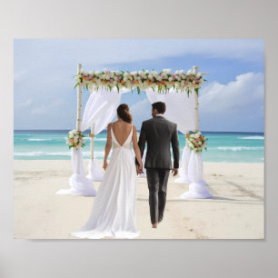 Póster Arco de Boda en la Playa Fondo Personalizado para 