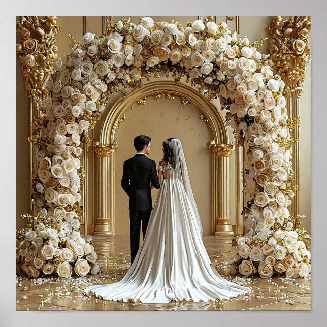Póster Arco de Boda Pareja Romántica Ceremonia (Frente)