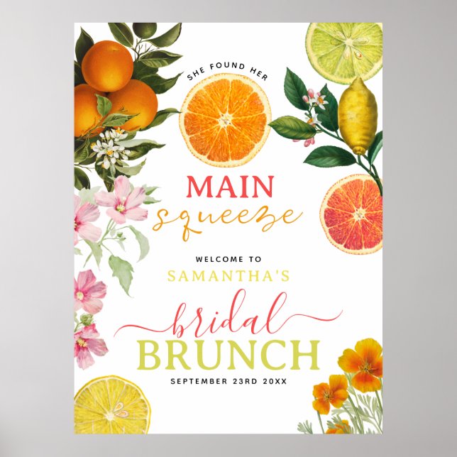 Póster Arco de Brunch de Desayuno de Boda Floral de Cítri (Frente)