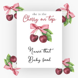 Póster Arco de cereza baby shower Nombra esa comida para