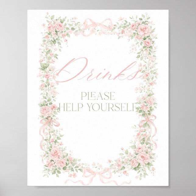 Póster Arco de flores bebé en flor niña ducha de bebé bar (Frente)