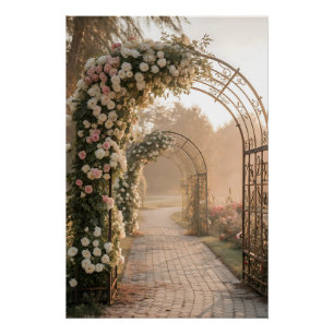 Póster Arco de Jardín de Rosas Romántico Sueño
