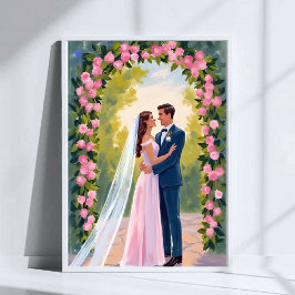 Póster Arco de jardín para novios | Cuadro de boda floral