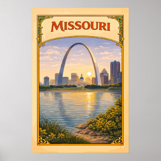 Póster Arco de la Puerta de Missouri Vintage