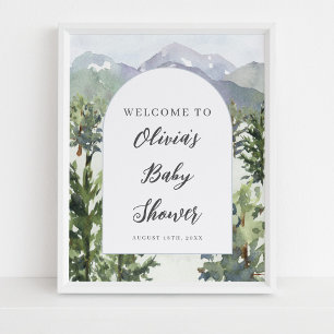 Póster Arco de la Selva de la Montaña Watercolor Baby Sho