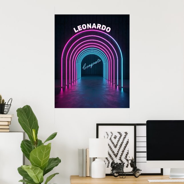 Póster Arco de neón púrpura y azul (Oficina en casa)