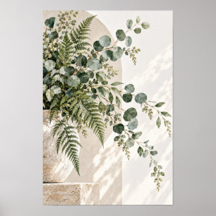 Póster Arco de pared botánico minimalista de helecho euca