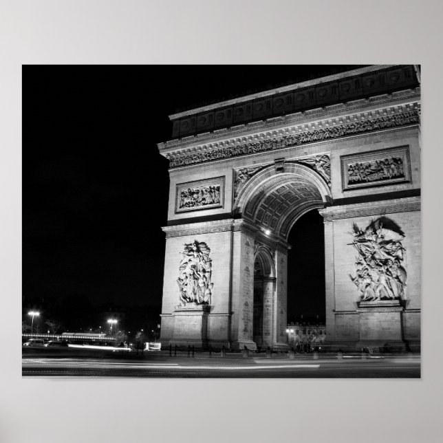Póster Arco de Triunfo de noche en París (Frente)