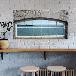 Póster Arco de ventana falso con vistas al mar resplandec