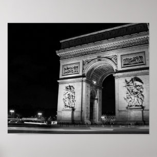 Póster Arco del Triunfo en la noche en París