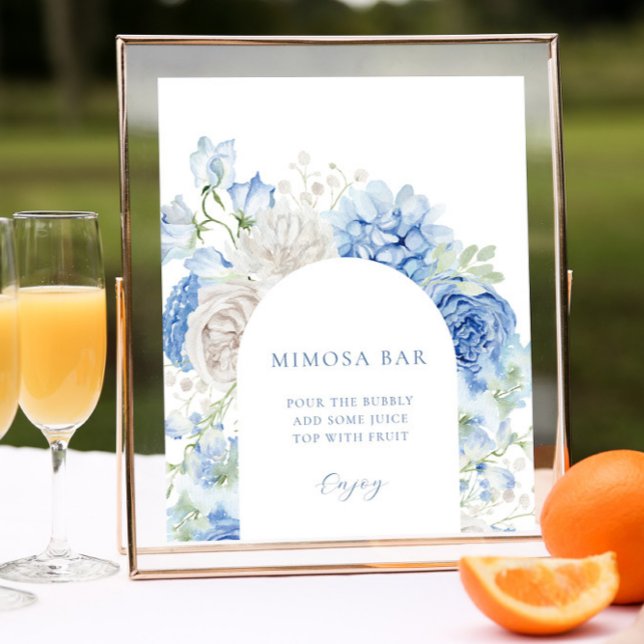 Póster Arco floral azul ducha de novia Mimosa Bar Rótulo (Subido por el creador)