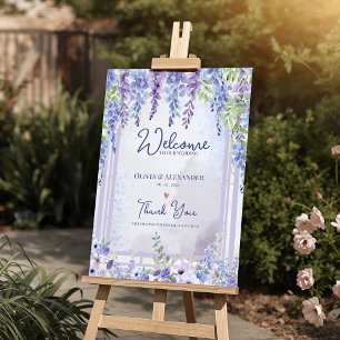 Póster Arco Floral de Bienvenida de Bodas con Lila y Wist