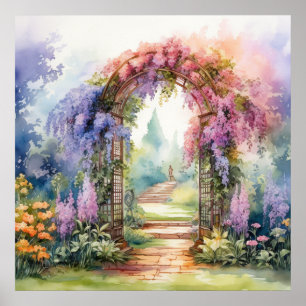 Póster Arco floral paisaje