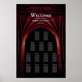 Póster Arco Gótico Elegante Boda Oscura Rojo Negro