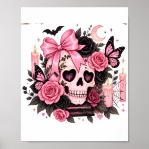 Póster Arco Gótico Rosa Cráneo Coquette Halloween