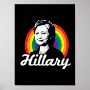 Póster Arco iris Hillary - políticas de LGBT -