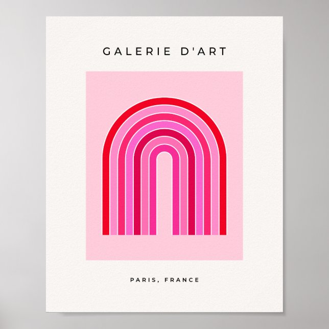 Póster Arco Rojo Rosado Y Rojo Retro Preppy Arcoiris (Frente)