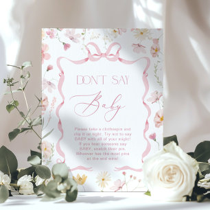 Póster Arco Rosa No Digas Bebé Flor Silvestre Baby shower