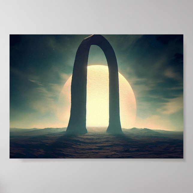 Póster Arco sobre el planeta en el espacio (Frente)