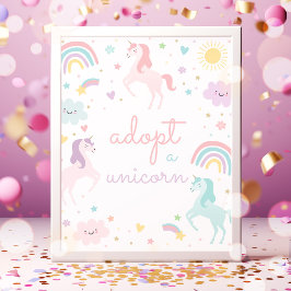 Póster Arcoiris adopta una fiesta de cumpleaños de unicor