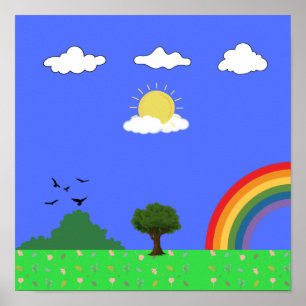 Póster Arcoiris azul