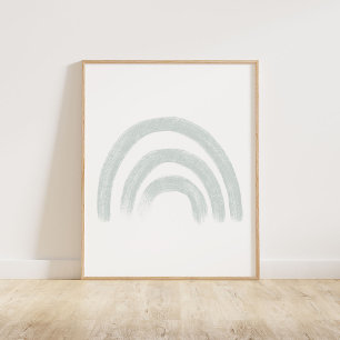 Póster Arcoiris azul Pastel silenciado