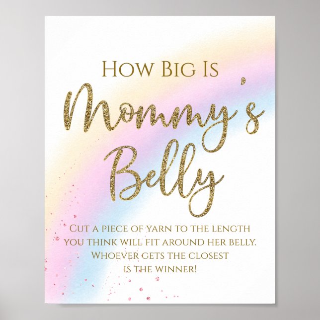 Póster Arcoiris Cómo de grande es el juego de Baby Shower (Frente)