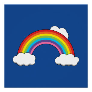 Póster Arcoiris con nubes blancas