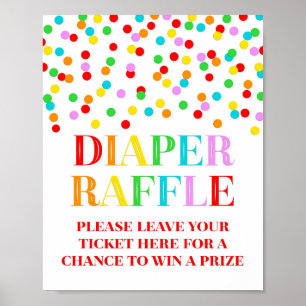 Póster Arcoiris Confetti Baby Shower Diaper Raffle Rótulo