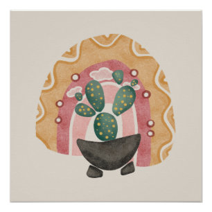 Póster Arcoiris de Boho Cactus: vibrantes vibrantes vibra