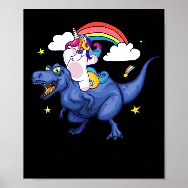 Póster Arcoiris de dinosaurio de dinosaurio tiranosaurio (Frente)