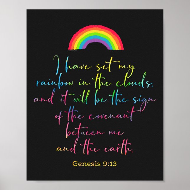 Póster Arcoiris de Dios Génesis 9 Versículo de la Biblia  (Frente)