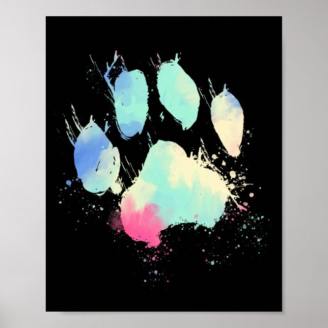 Póster Arcoiris de la pintura de perro del gato (Frente)